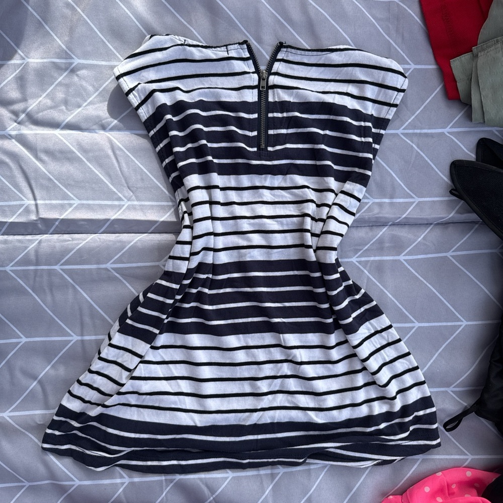 Black and White Sheath Dress with Flutter Sleeves